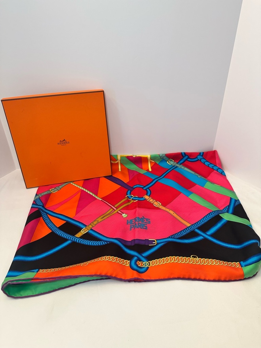 Hermès Multicolor Silk Scarf - Vibrant Equestrian Print